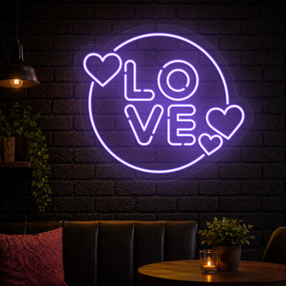 Circle of Love Neon Sign in Purple color