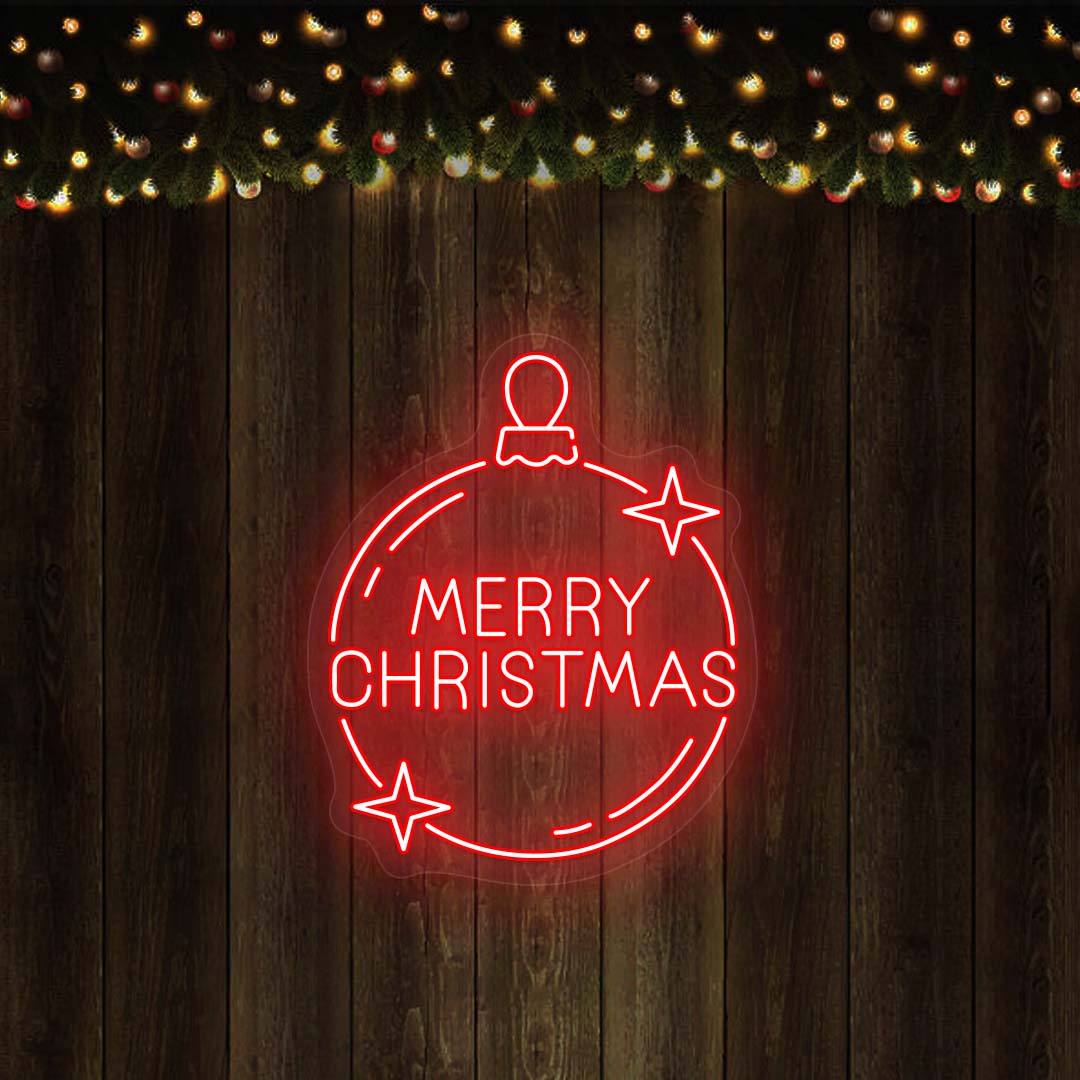 Merry Christmas Ornament Neon Sign