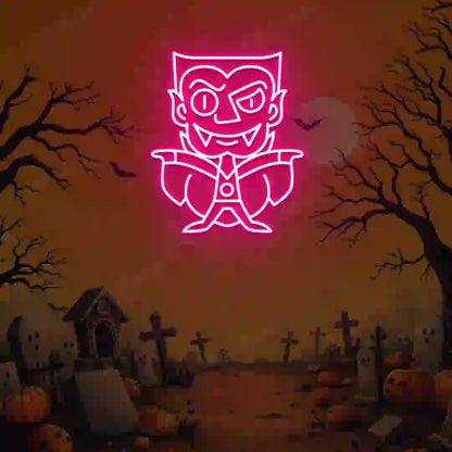 Chibi Vampire Neon Sign | Pink