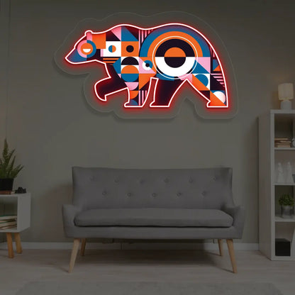 Chroma Bear Abstract Neon Artwork Sign in Red color