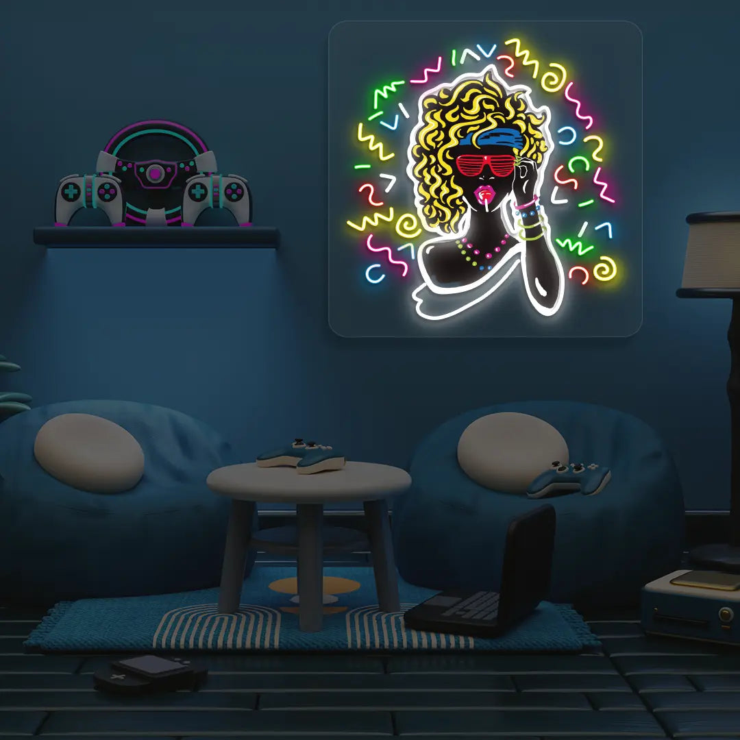 Funky Pop Diva Neon artwork in game room