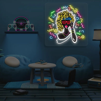 Funky Pop Diva Neon artwork in game room