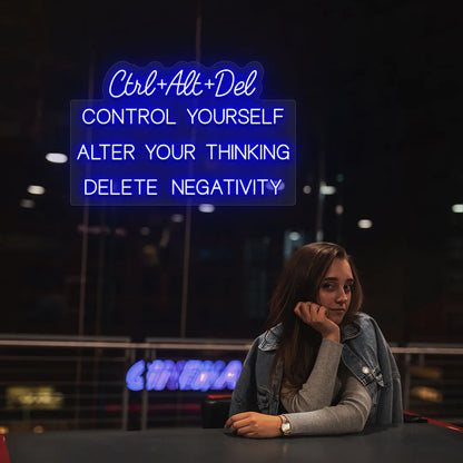 Ctrl + Alt + Dlt Quote Led Neon Sign | Blue