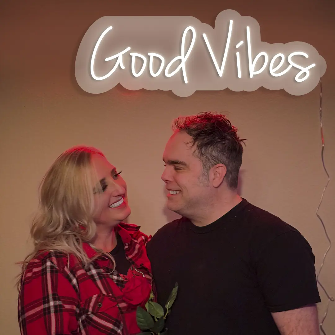 Good Vibes Neon Sign in white color