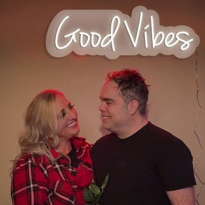 Good Vibes Neon Sign in white color