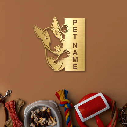 Bull Terrier Pet Personalized Metal Monogram in Golden finish