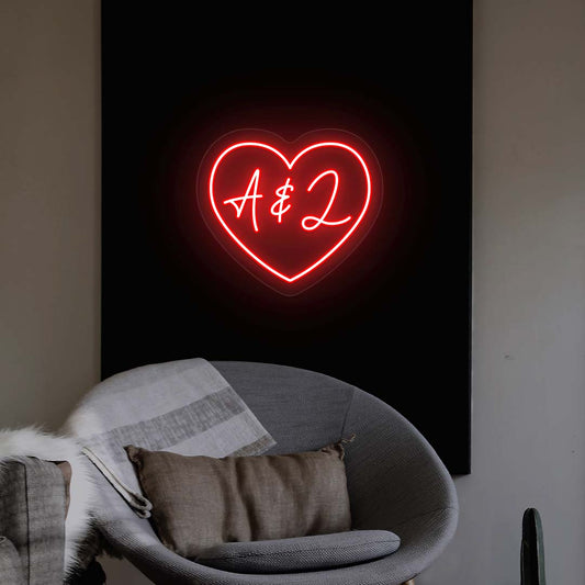 Personalized Heart Initials Neon Sign