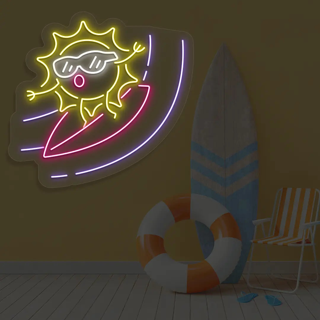 Sunny Surfer Neon Sign In Purple Color