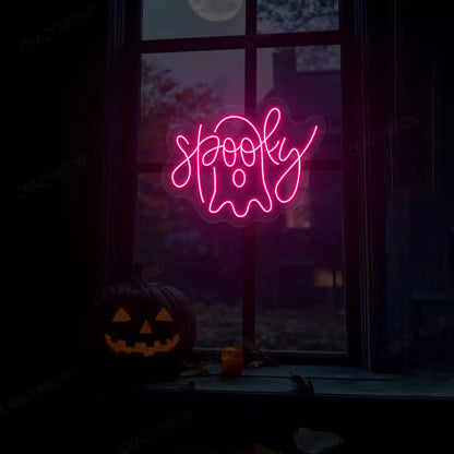 Spooky Ghost Neon Sign | Pink