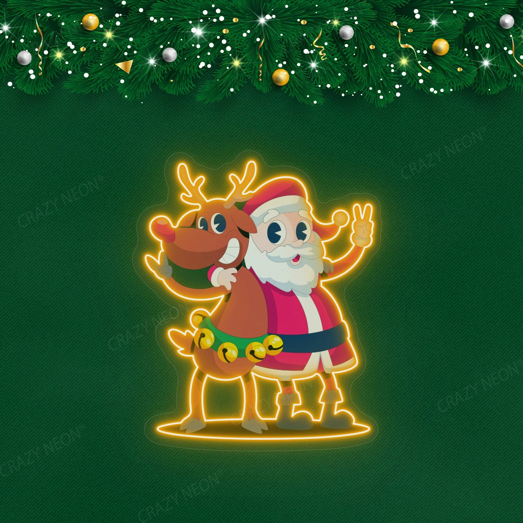 Santa and Rudolph Neon sign