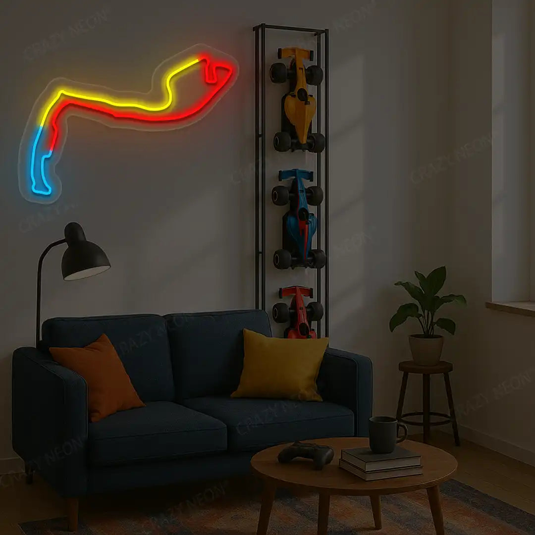Multicolor Monaco Grand Prix Circuit F1 Race Track LED neon wall sign in red yellow and blue
