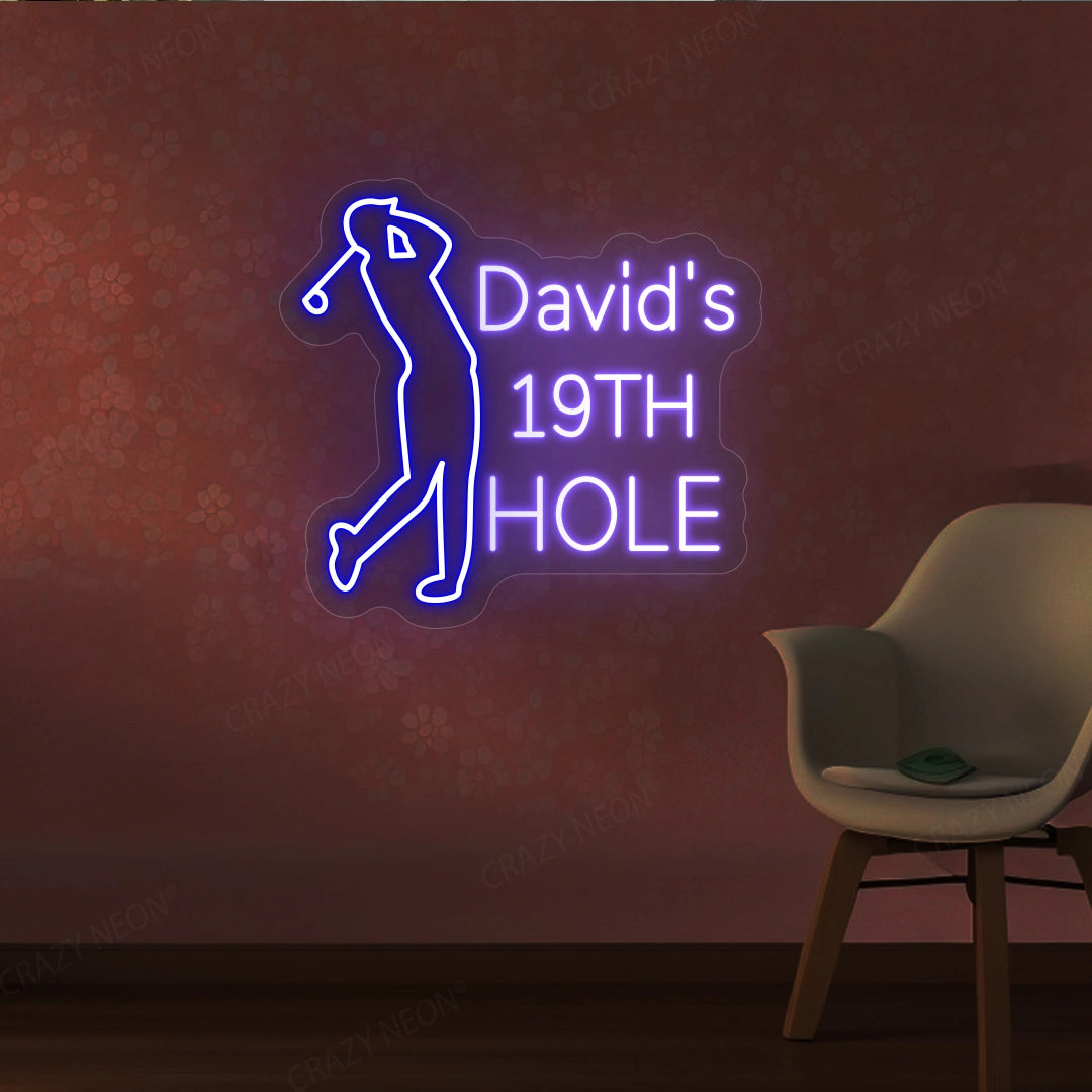 David's 19th hole Golf Neon Sign | Purple