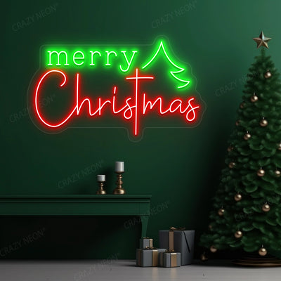 Christmas Wishes & Trees Neon Sign | Red