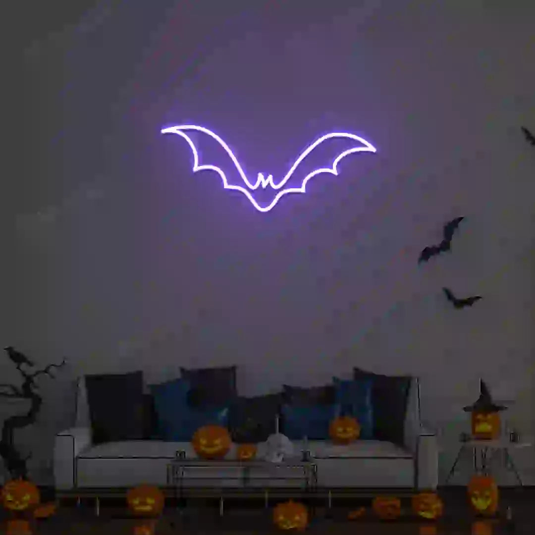 Winged Bat Neon Sign | Purple