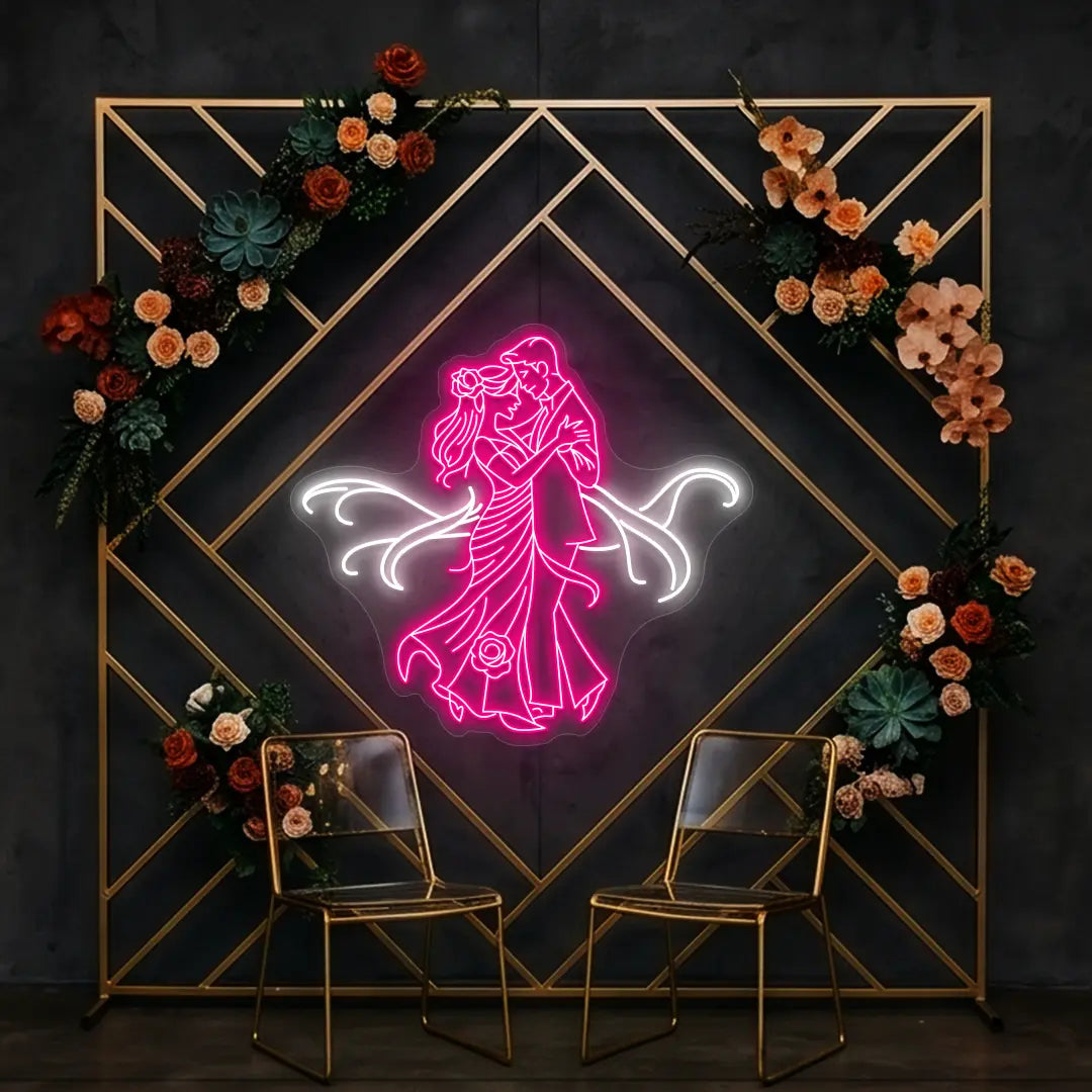 First Dance Wedding Neon Sign in Pink color