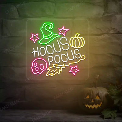 Hocus Pocus Witch Neon Sign | White
