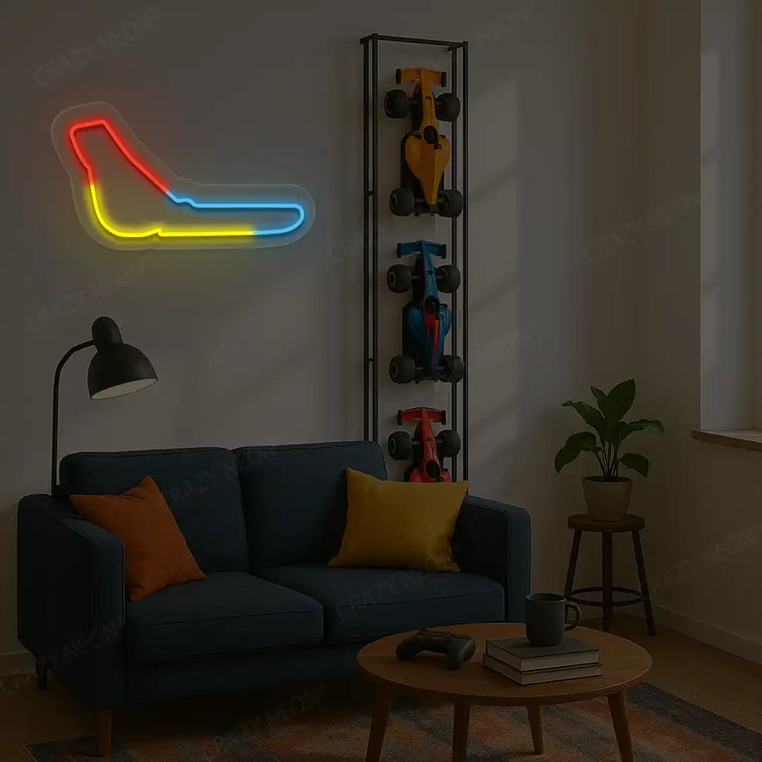 Multicolor Italian Grand Prix Circuit LED neon wall sign in red yellow and blue