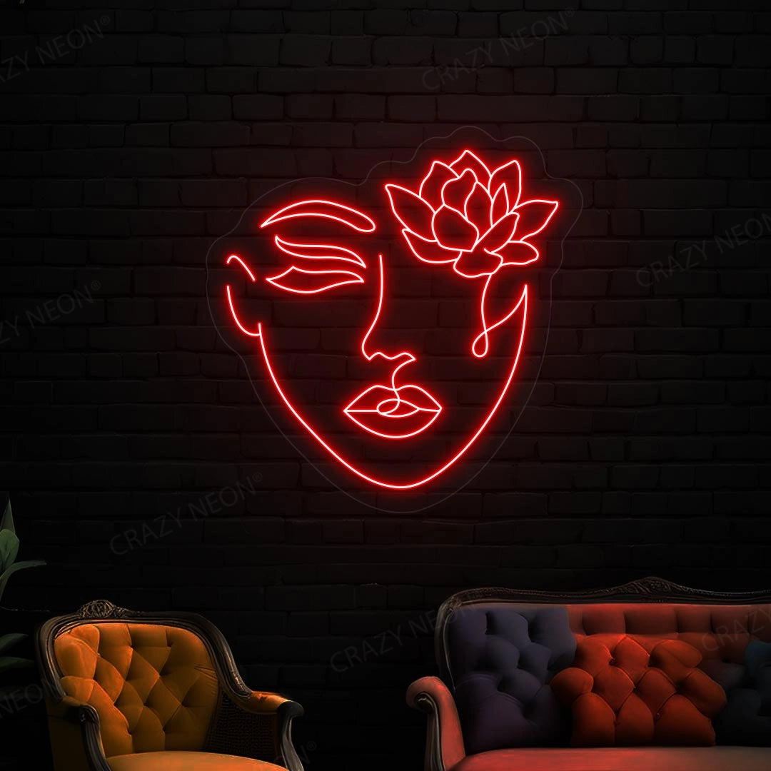 Flower With Face Neon Sign | Red