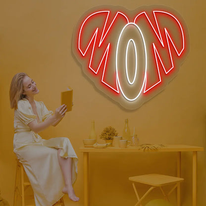 Forever Mom Heart Neon Sign in Red color