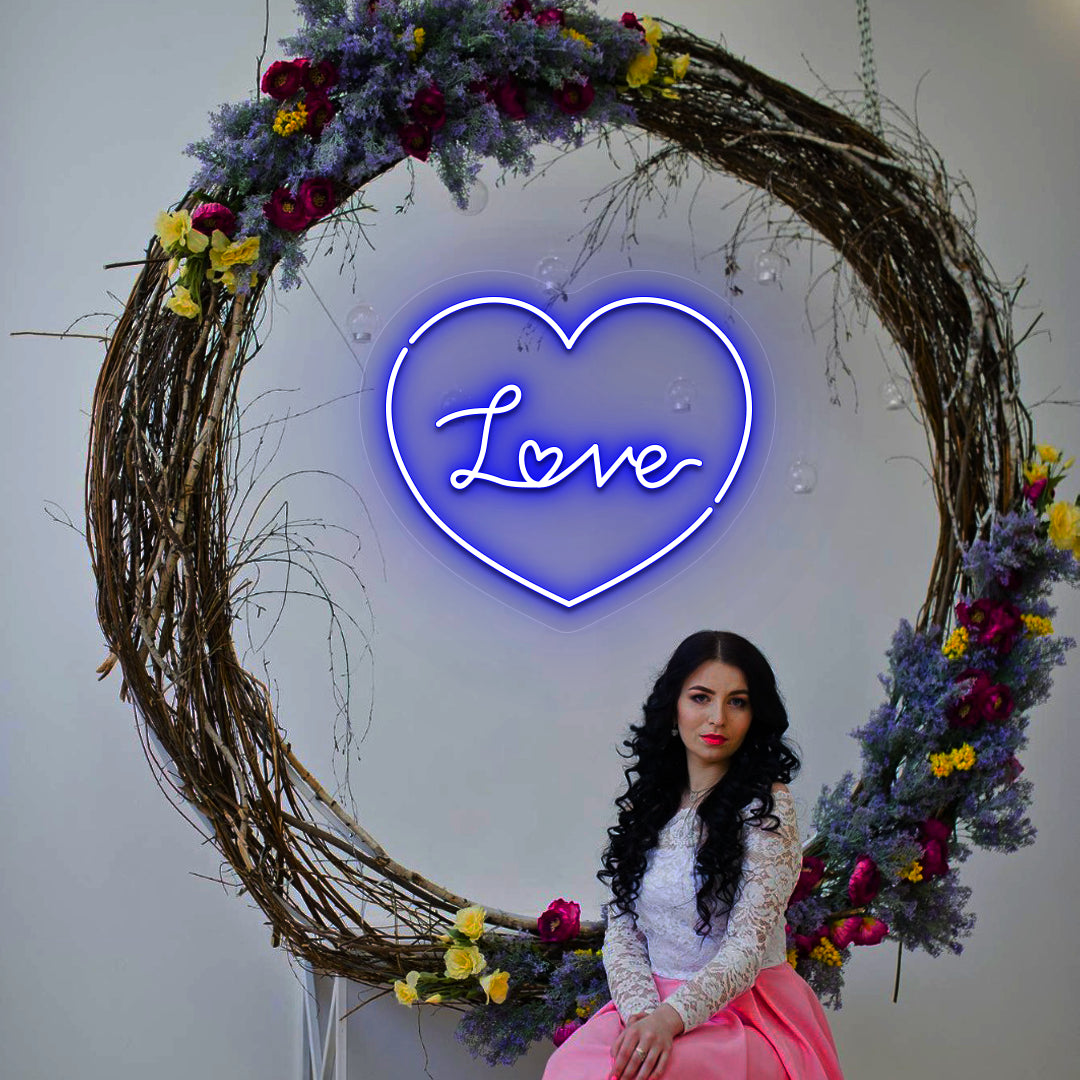 Heartfelt Love Neon Sign in Blue color