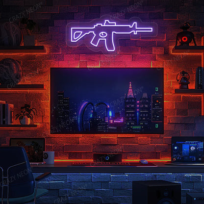 M416 Gaming Gun Neon Sign in Purple color