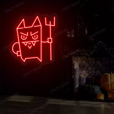 Devil Cat Neon Sign | Red