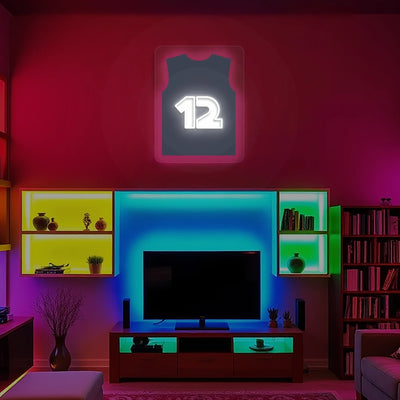 Washington Johnson III 12 Jersey Basketball Neon Artwork