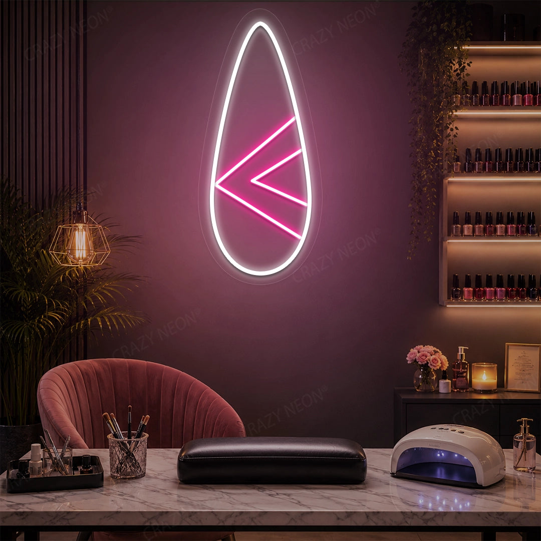 Sleek Nail Neon Sign in Pink color
