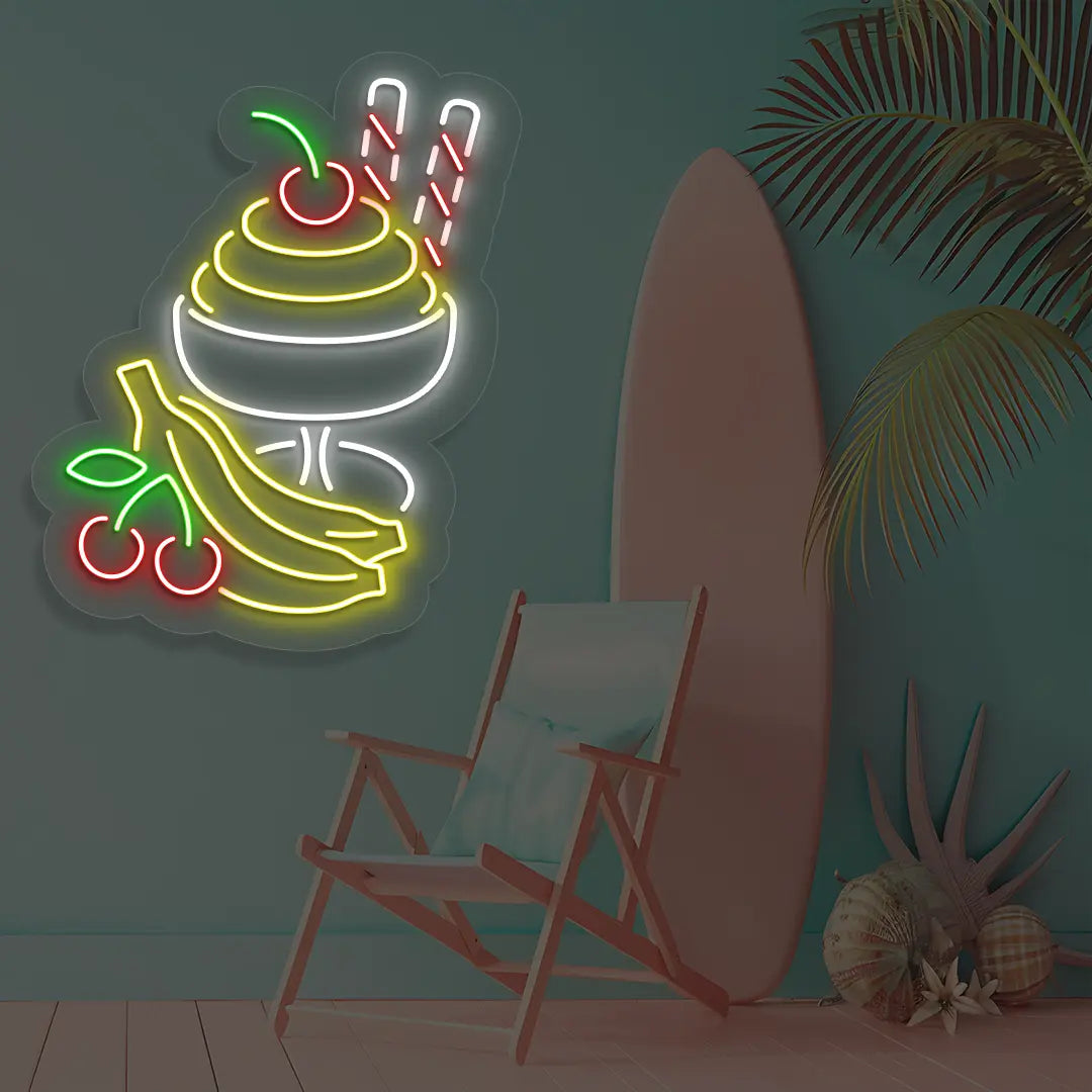 Tropical Sundae Neon Sign in white color