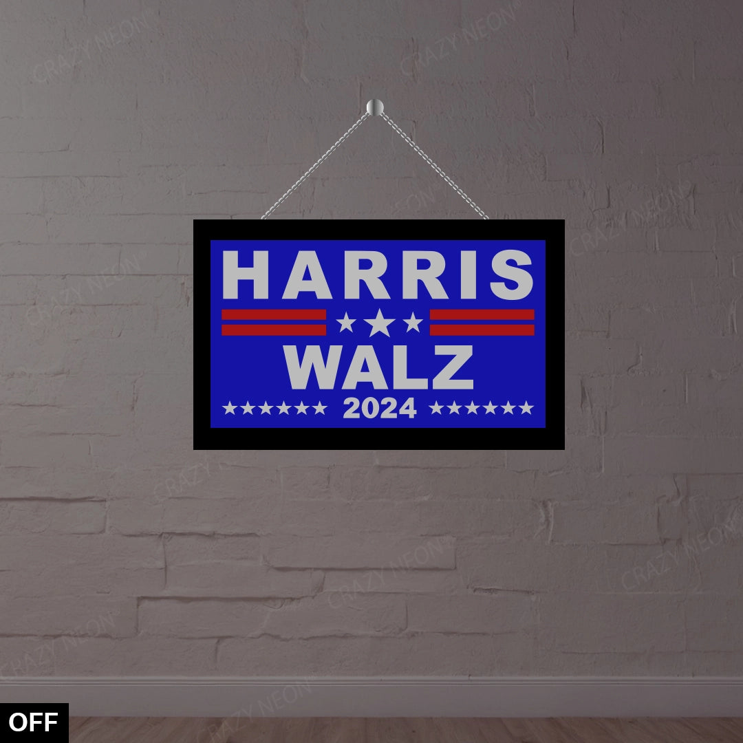 Harris Walz illuminated Political Neon Sign