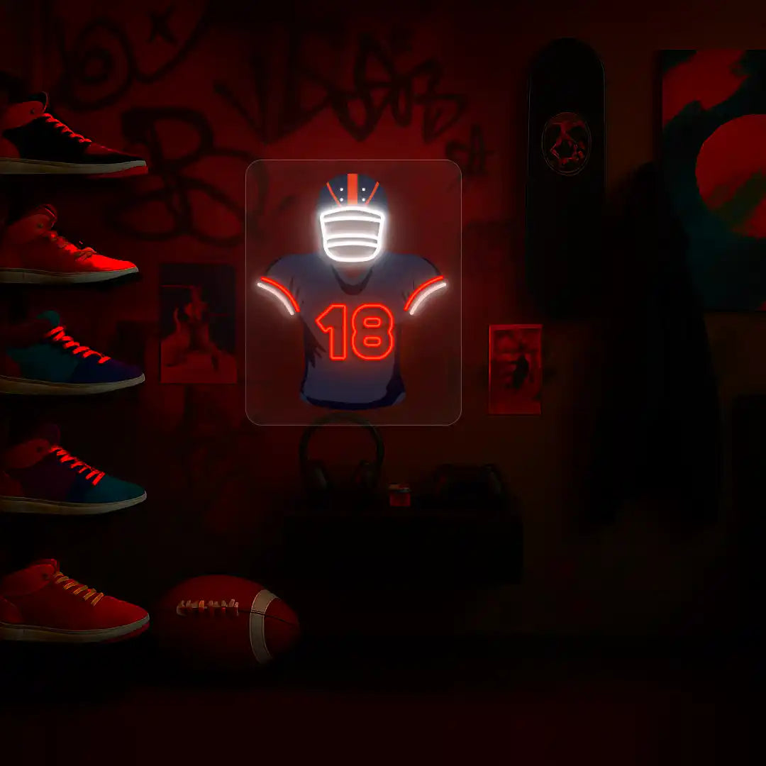 Chicago Williams 18 Jersey Football Neon Artwork
