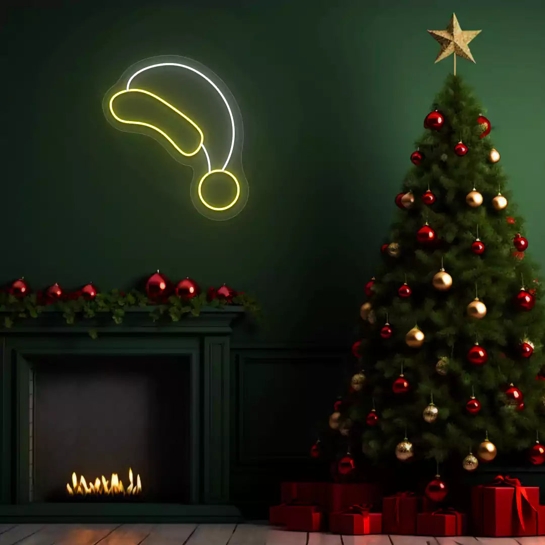 Festive Hat Neon Sign | White