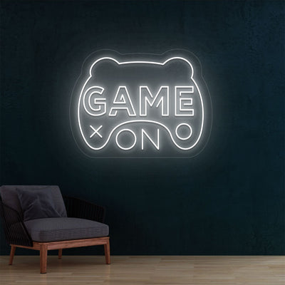 Game On Neon Sign | White