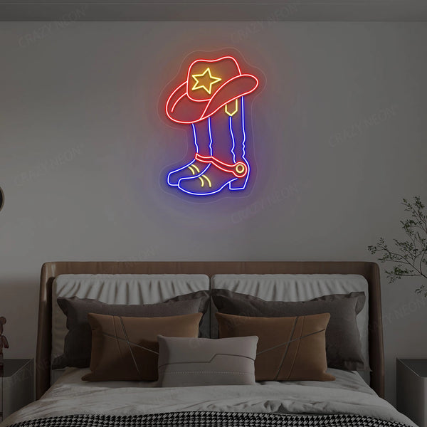 Sheriff Hat & Boots Neon Sign