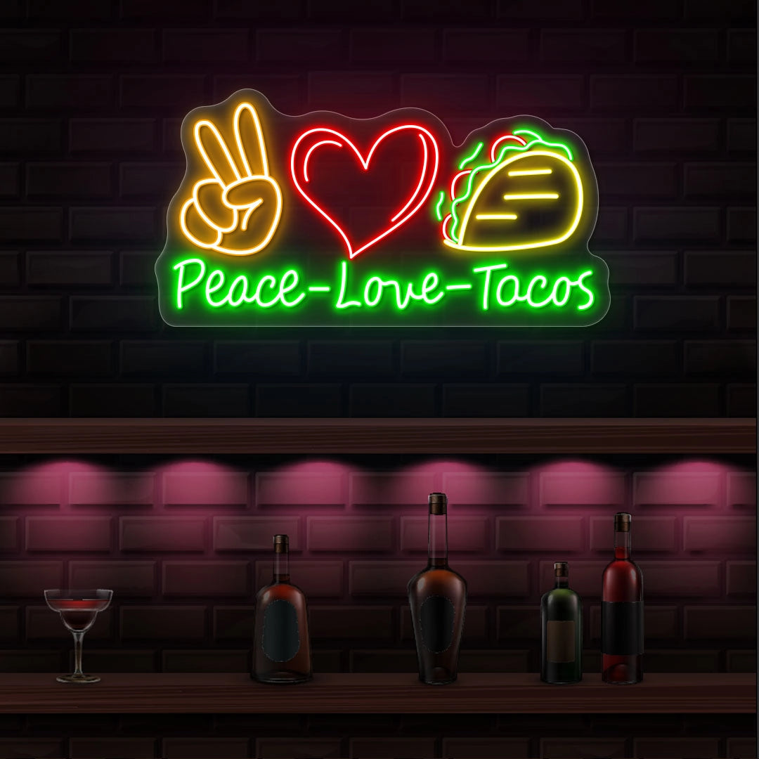 Peace Love Tacos Neon Sign | Green 