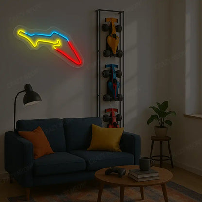 Multicolor Nurburgring Grand Prix Circuit F1 Race Track LED neon wall sign in yellow blue and red