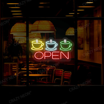 Coffee Cup Open Sign | Red