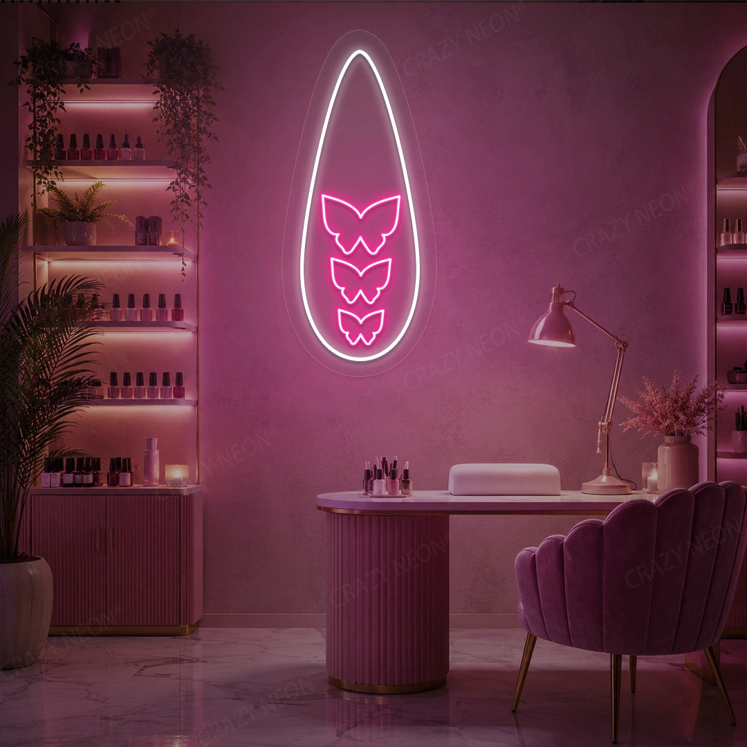 Butterfly Wings Nail Neon Sign