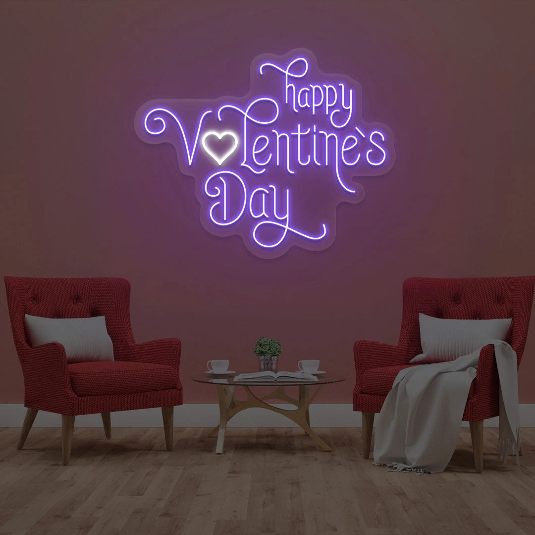 Happy valentine Day Heart Neon Sign | Purple 