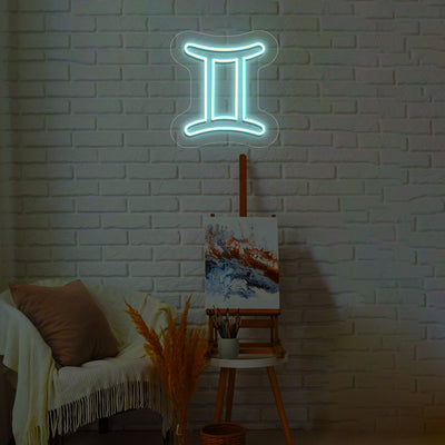Gemini Zodiac Neon Sign | Ice Blue 