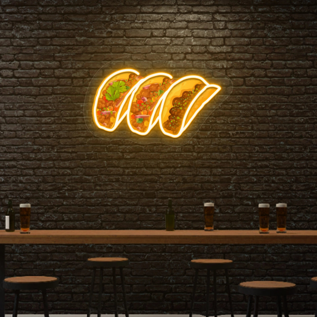 Tacos Neon Sign Artwork | Orange 