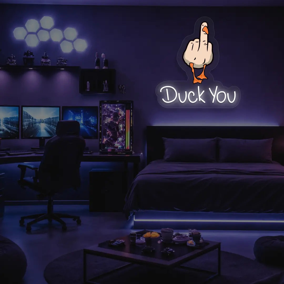Duck You Neon Artwork in white Color