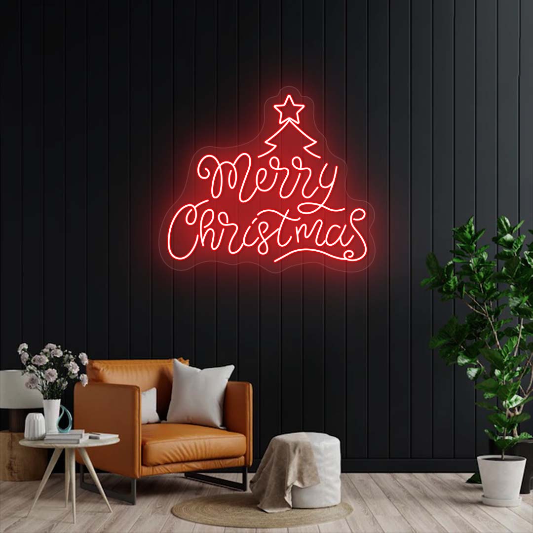 Merry Christmas Tree Neon Sign