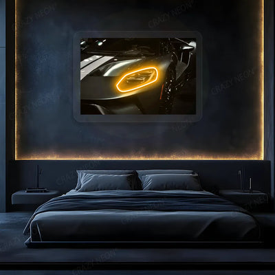 GT supercar Headlight Neon Artwork | Orange