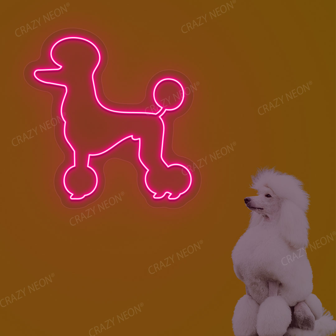 White Poodle Dog Neon Sign | Pink