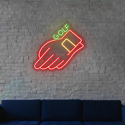 Hand Golf Neon Sign | Red