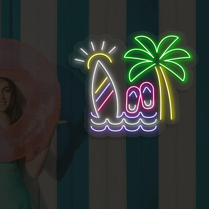 Surfboard Vibes Neon Sign in Purple color