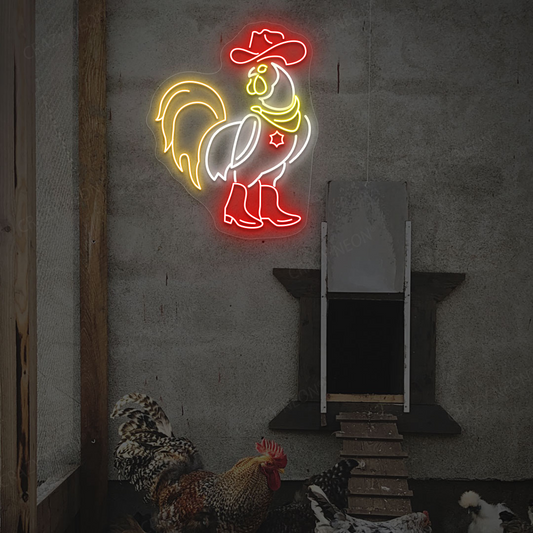 Sheriff Rooster Neon Sign | Red
