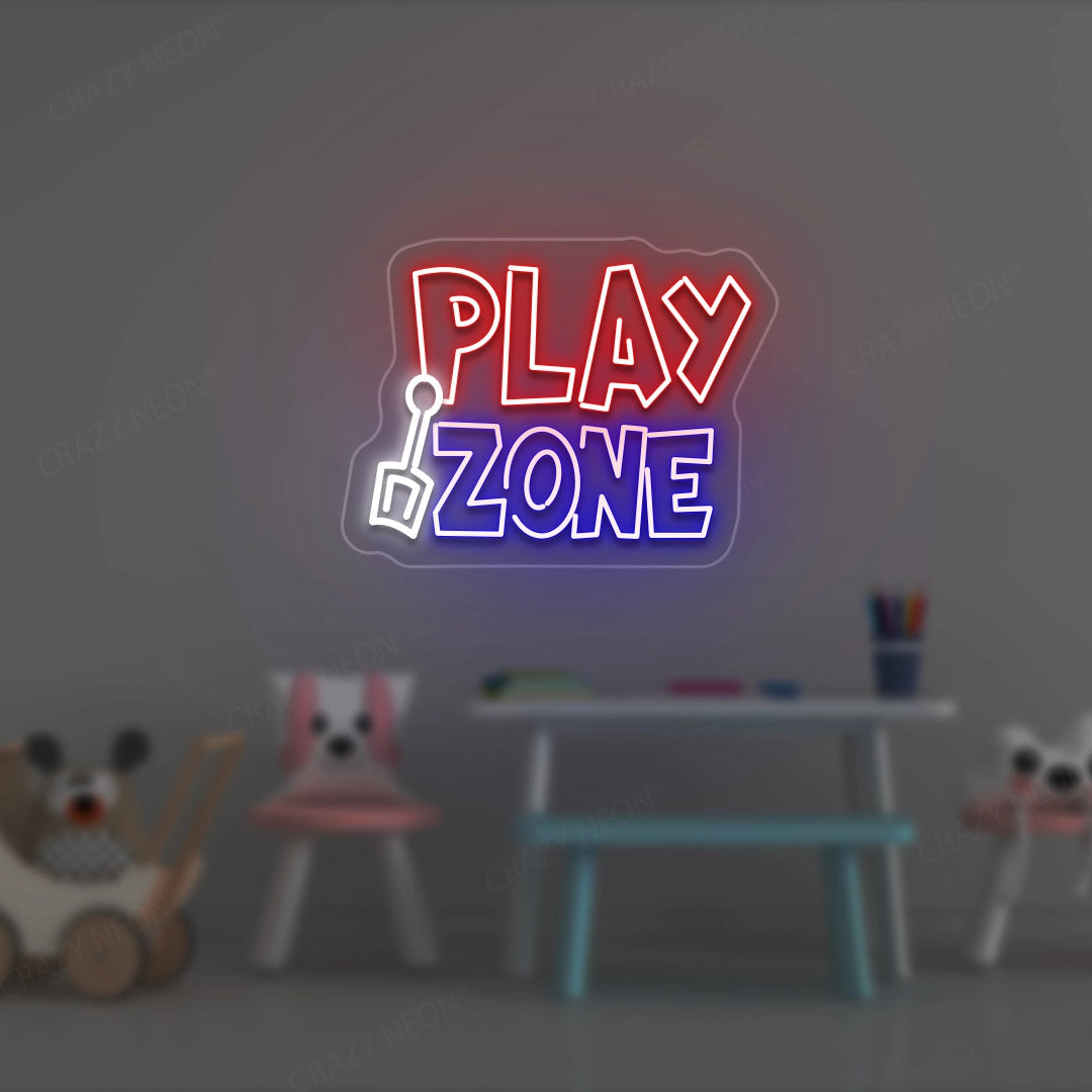 Play Zone Neon Sign | Red-Blue