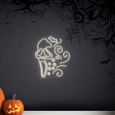 Scary Ghost Face Neon Sign | Warmwhite